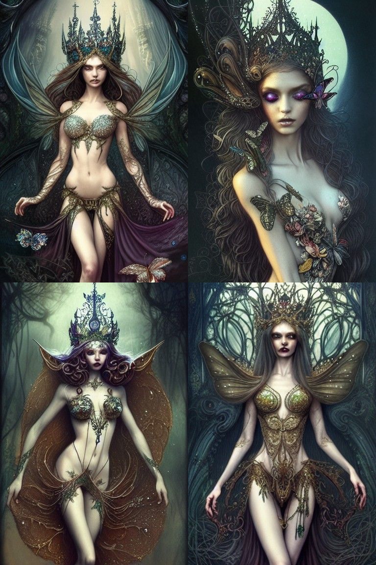 Elegant Elf with Butterfly Gown and Crown