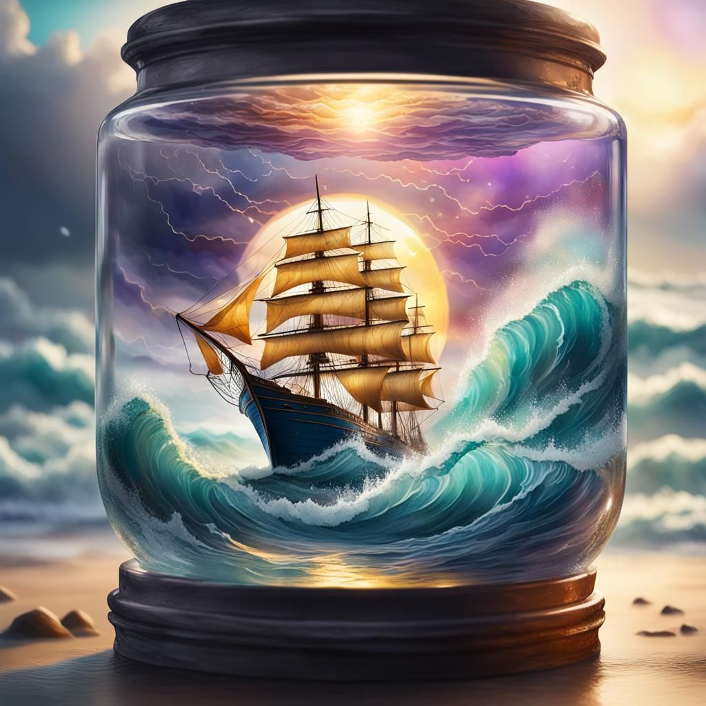 Ship in a Bottle: Stormy Sea Concept Art