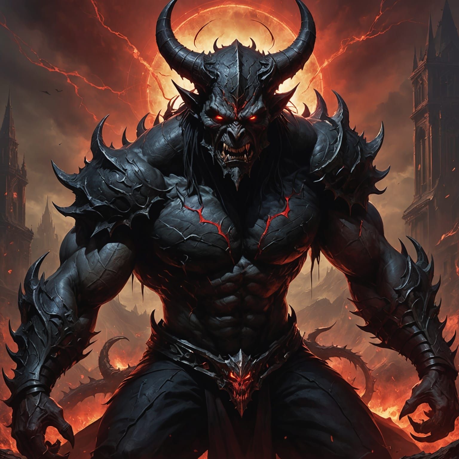 Imposing Demon Form in Dark Fantasy Art