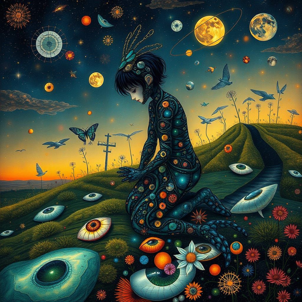 Cosmic Bio Art Collage in Digital Style