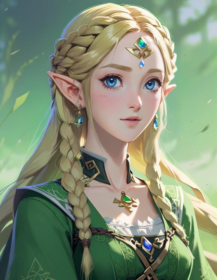 Gothic Fantasy Princess Zelda in Manga Style
