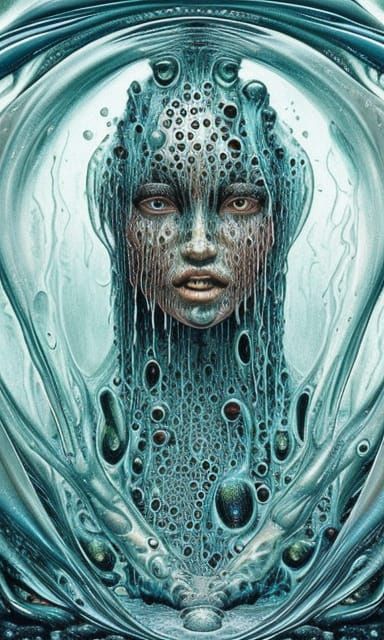 Symmetrical Liquid Humanoid: Digital Art Masterpiece