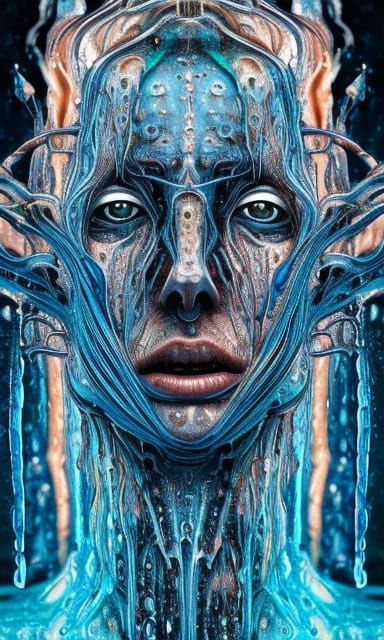 Symmetrical Water Humanoid: Digital Art Portrait
