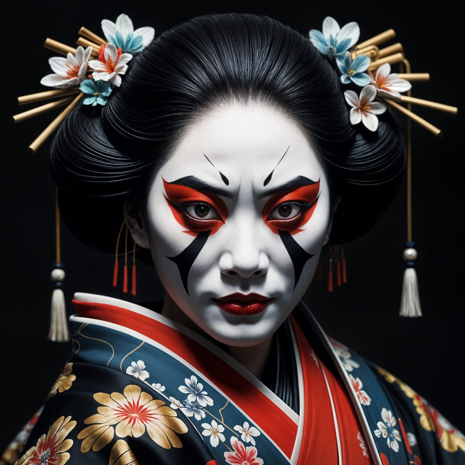 Classical Japanese Kabuki Actress in Realistic Portrait Styl...