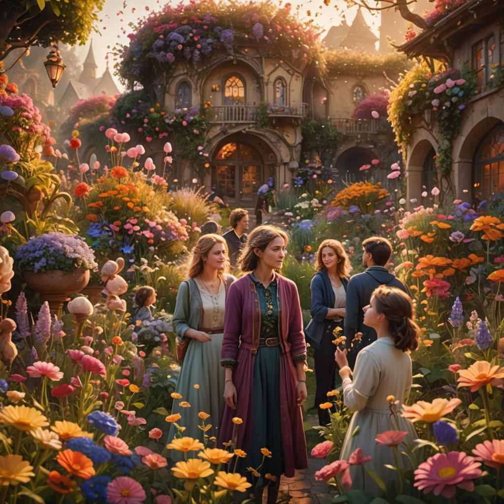 Whimsical Garden of Love: Intricate Concept Art