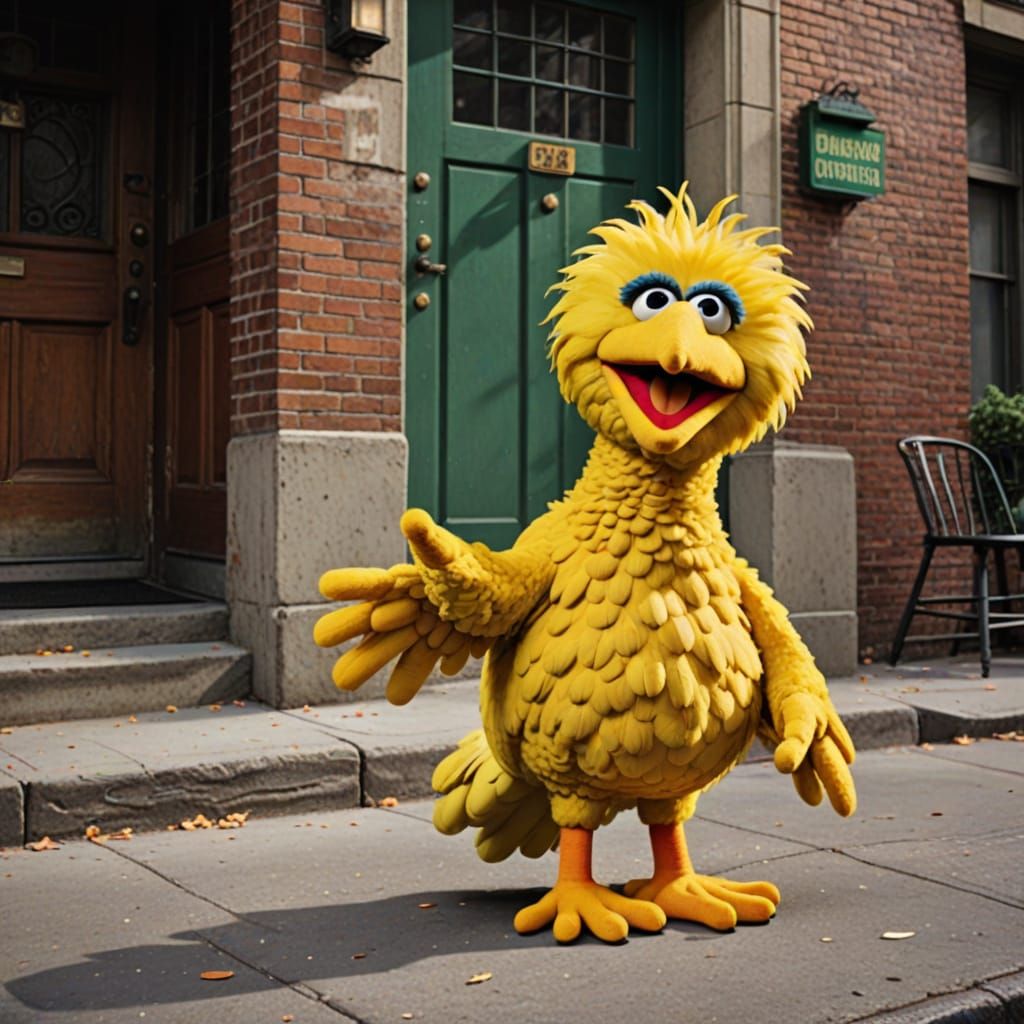 Big Bird on Sesame Street: AI-Generated Image