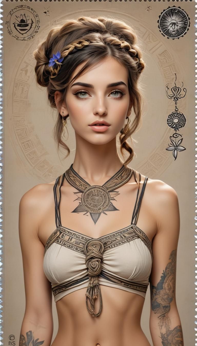 Most beautiful attractive Greek model  wearing Papyrus  knot...