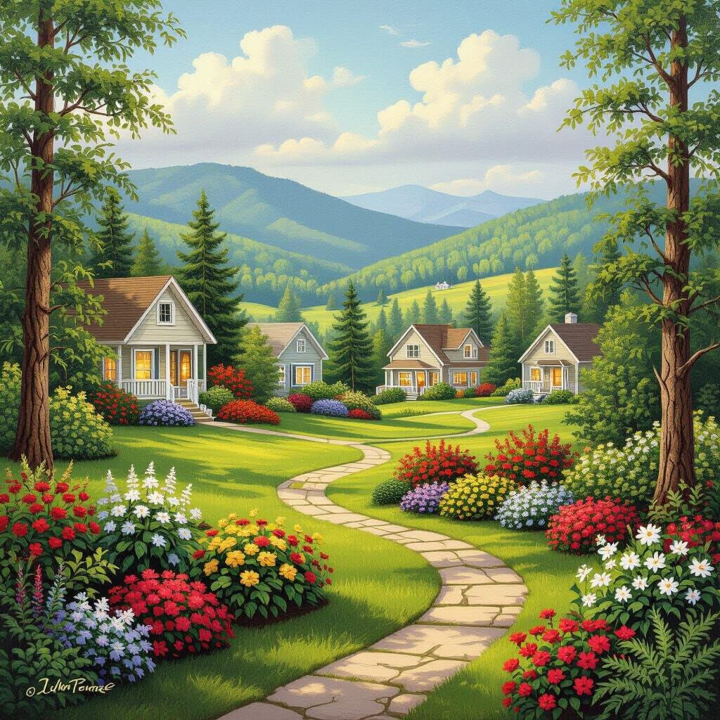 Picturesque Champlain Heights in Bob Ross Style