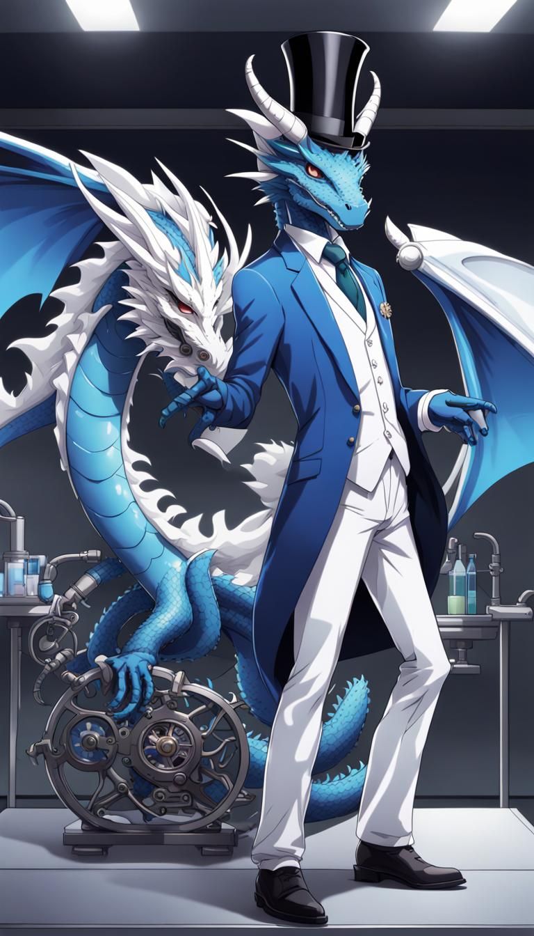 Dragon Inventor at Science Fair in Anime Style