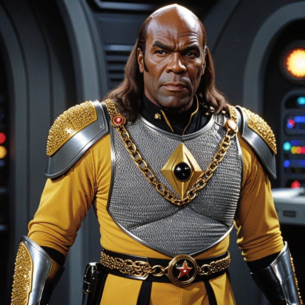 Worf in Yellow Starfleet Uniform with Chain Mail
