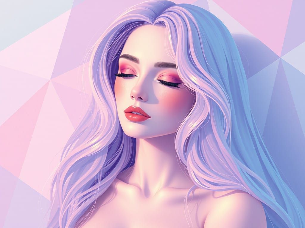 Ethereal Lilac Goddess in Retrofuturistic Hyperrealism