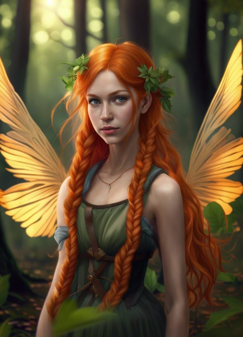Ginger fairy in the woods