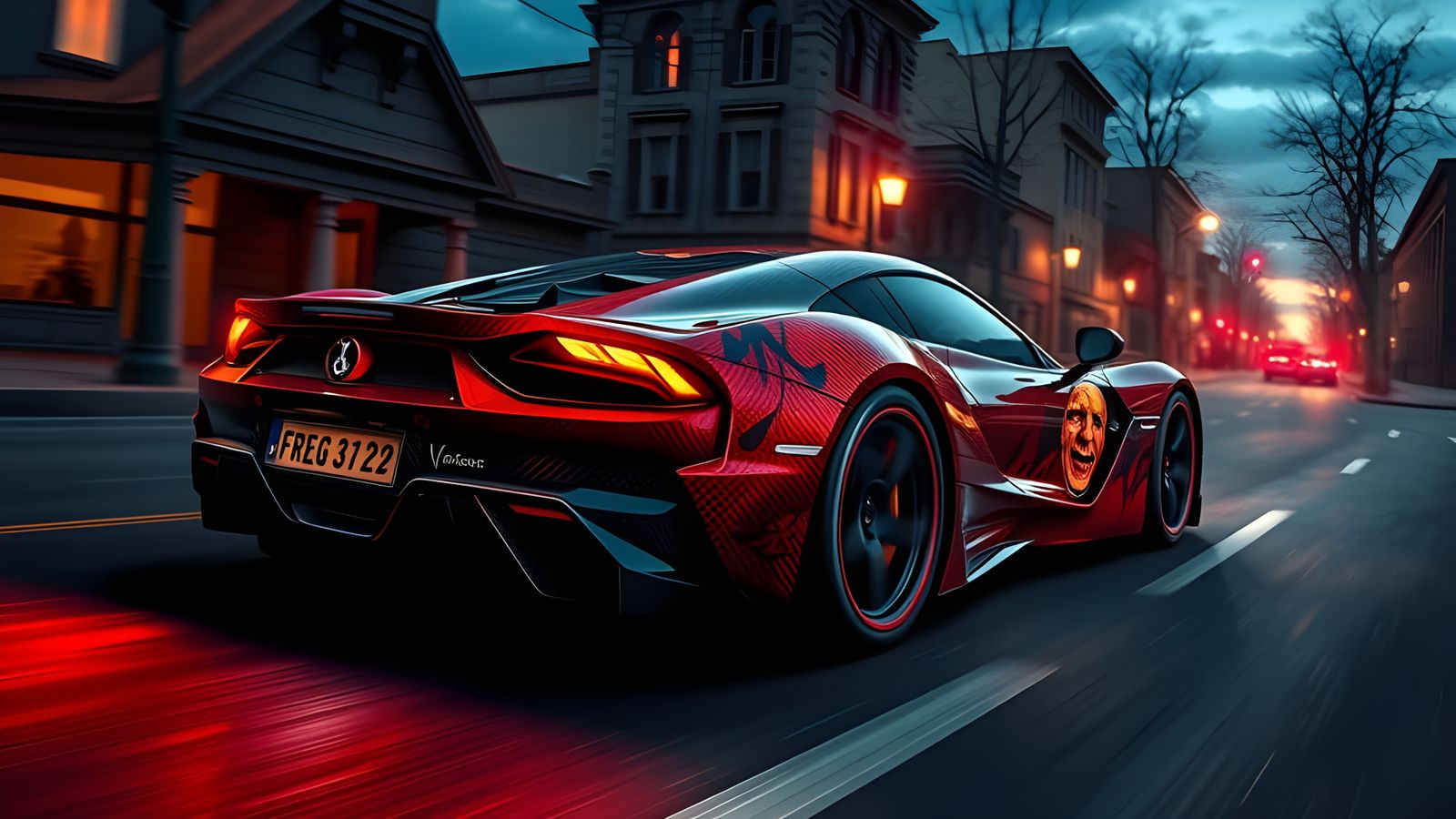 Crimson Horror Supercar with Freddy Krueger Decal