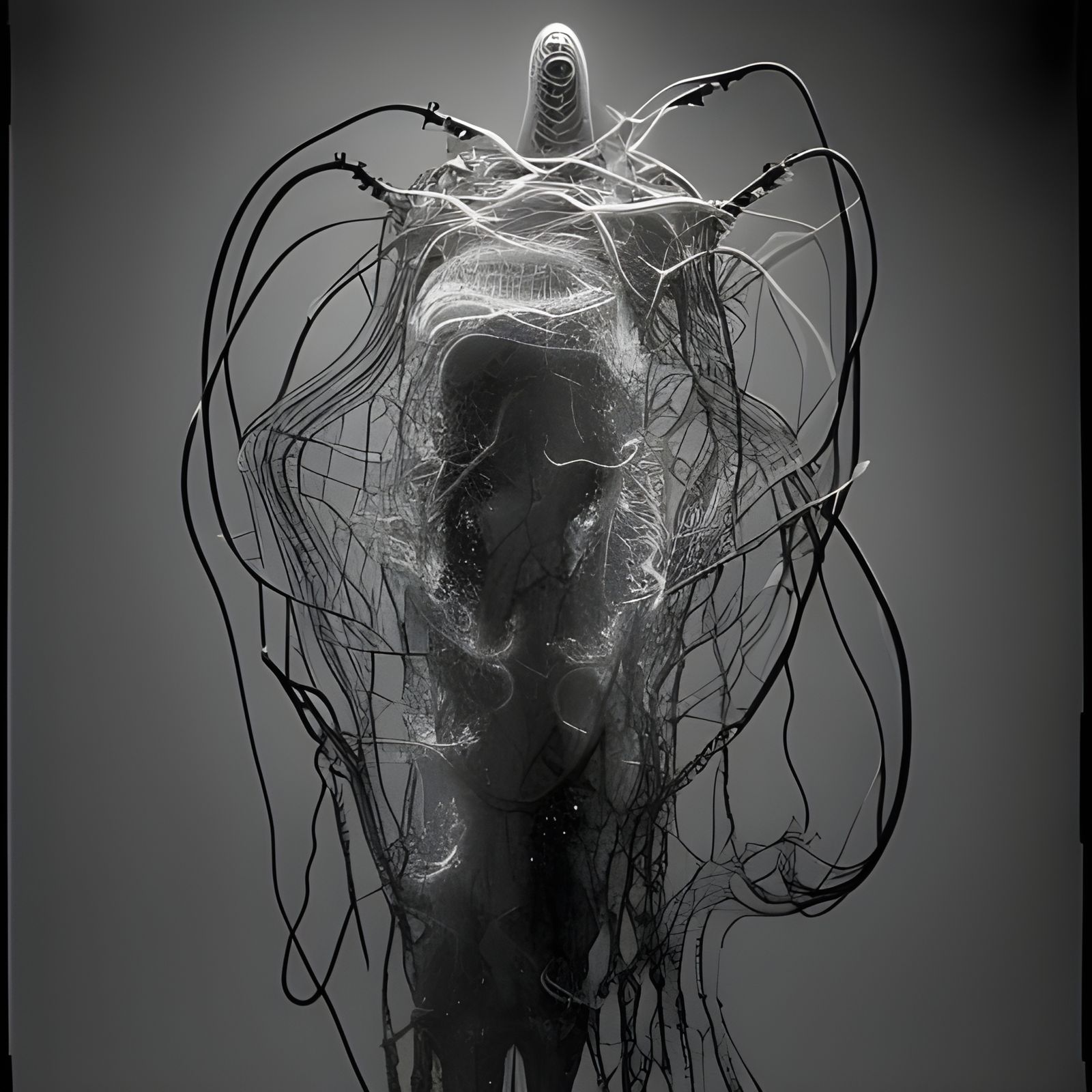 Bioluminescent Cyborg Squid in Hyperrealism Style