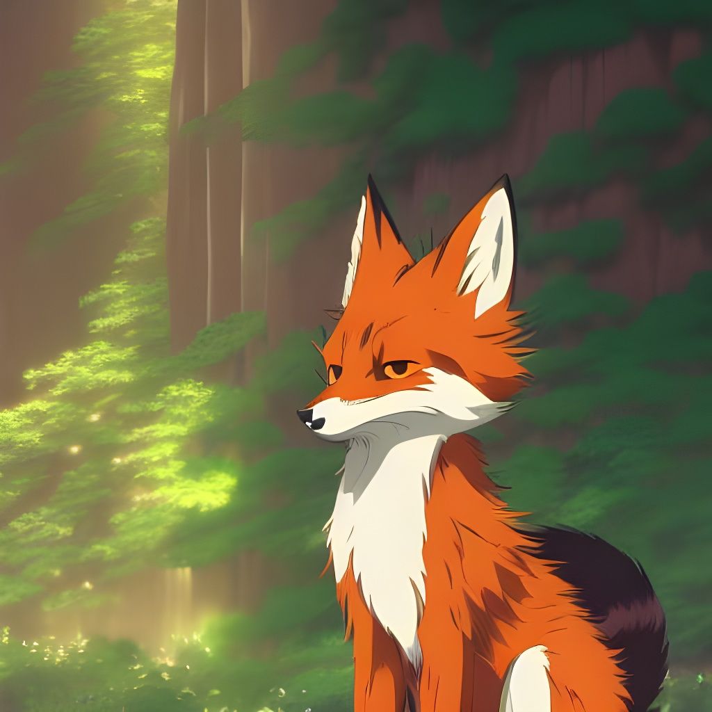 Fox Furry in Studio Ghibli Anime Style