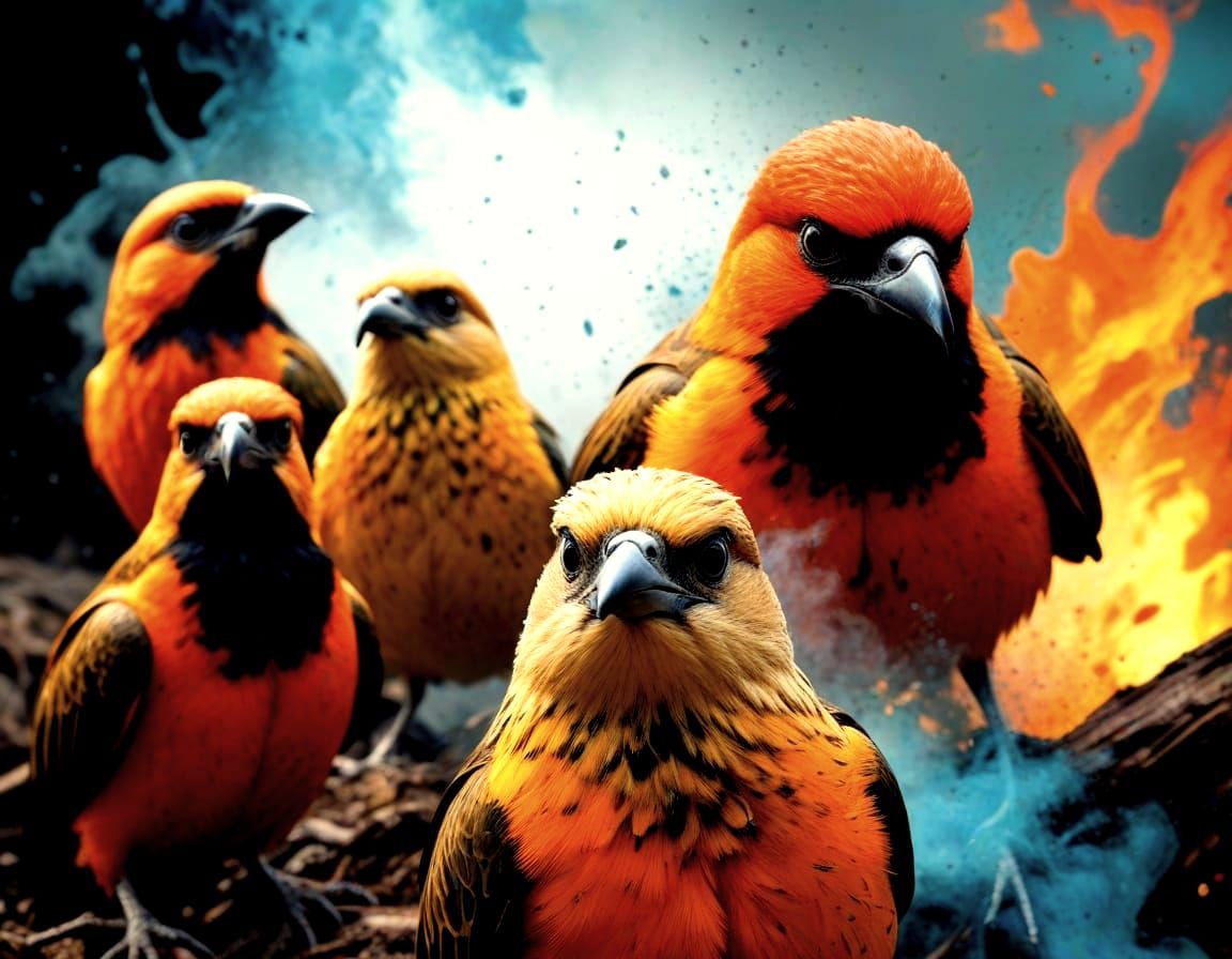 Epic Aussie Bushfire Scene in Mixed Media