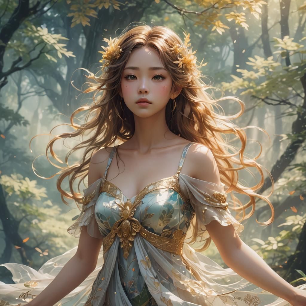 Anime Silk Nymph in Misty Forest