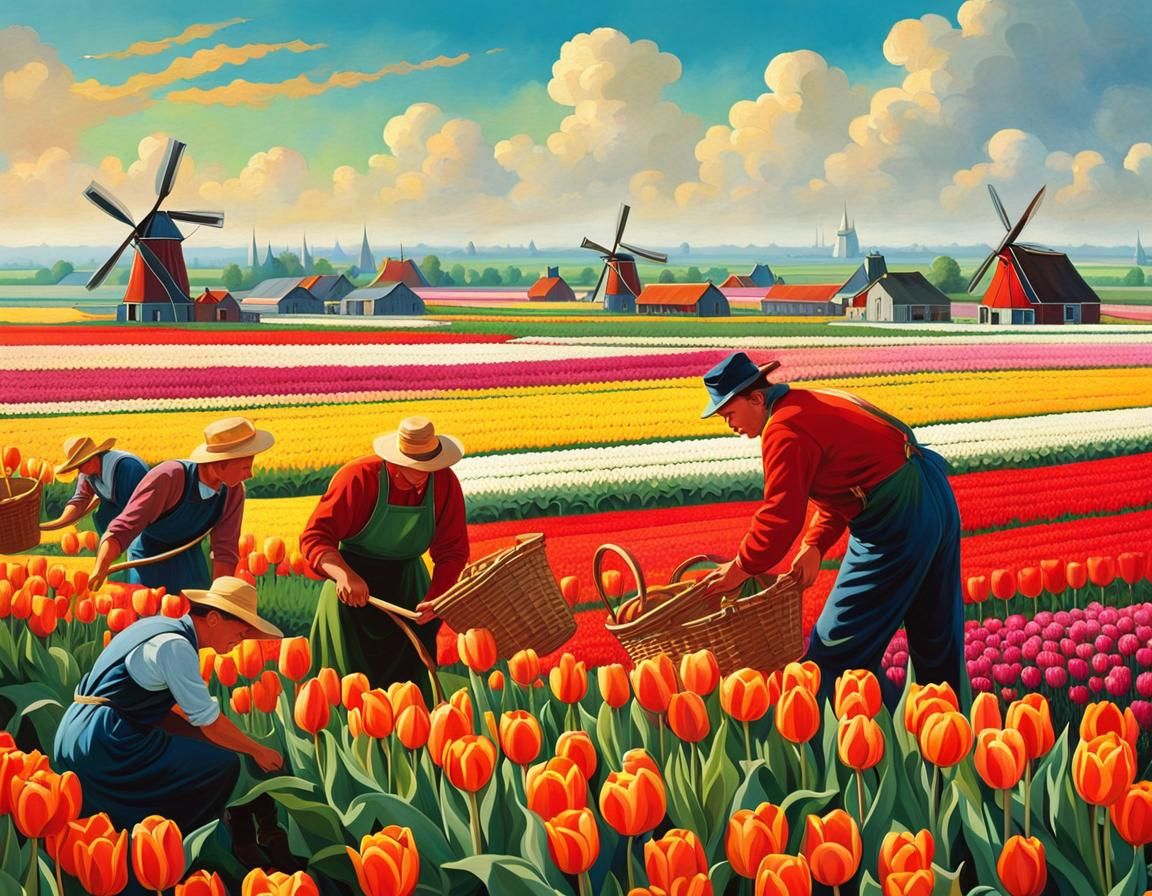 Dutch flower pickers in the 1950s