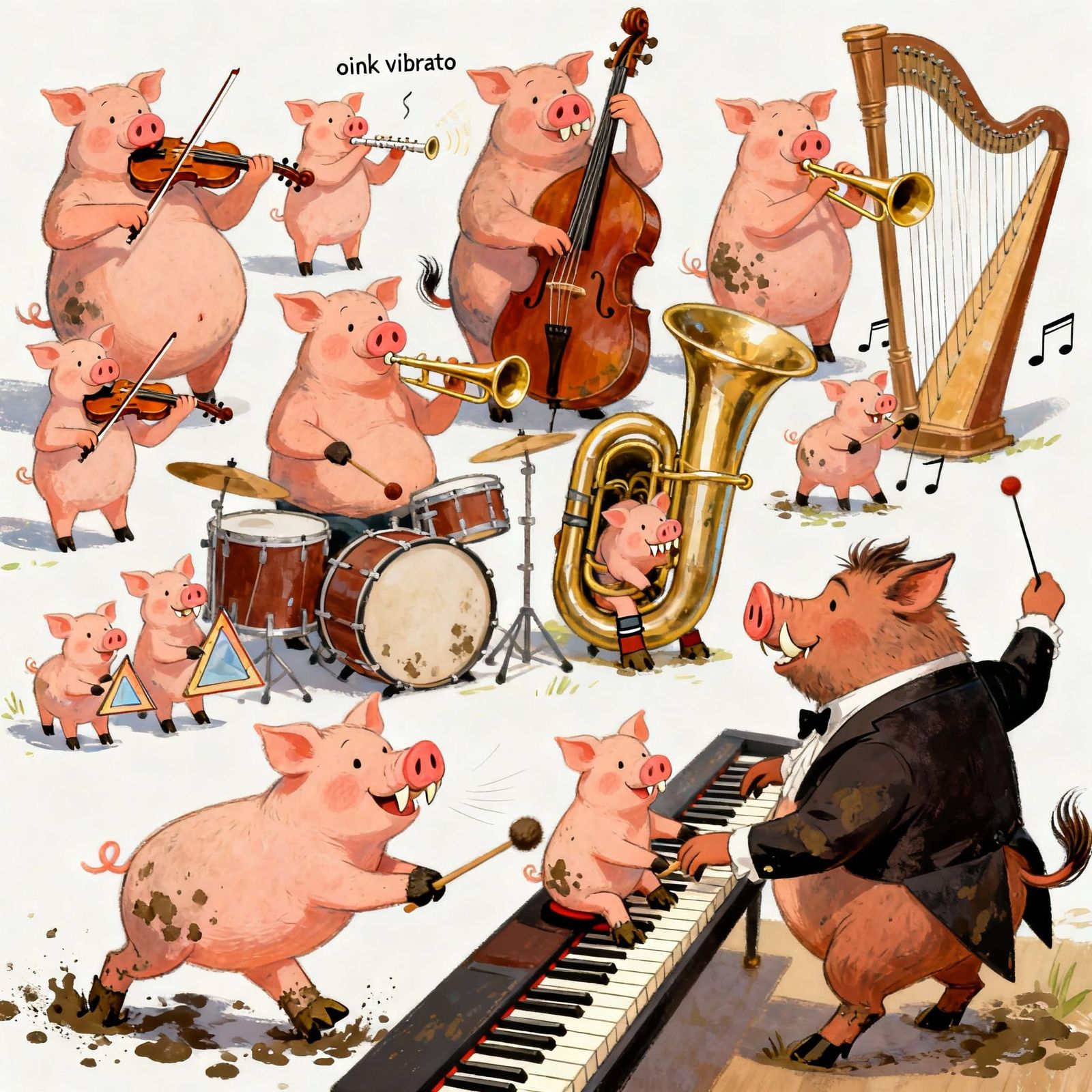 Pigs Playing Various Musical Instruments