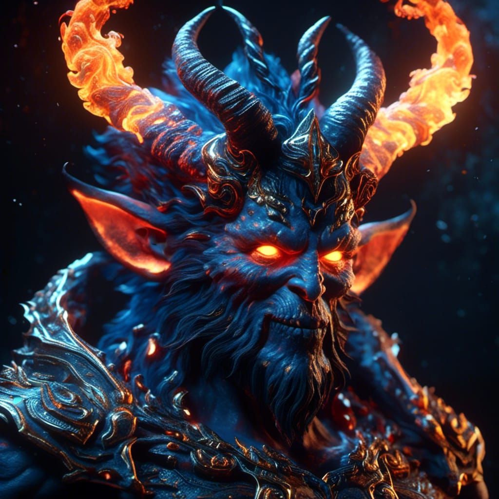 Cosmic Horned Demon in Obsidian Style