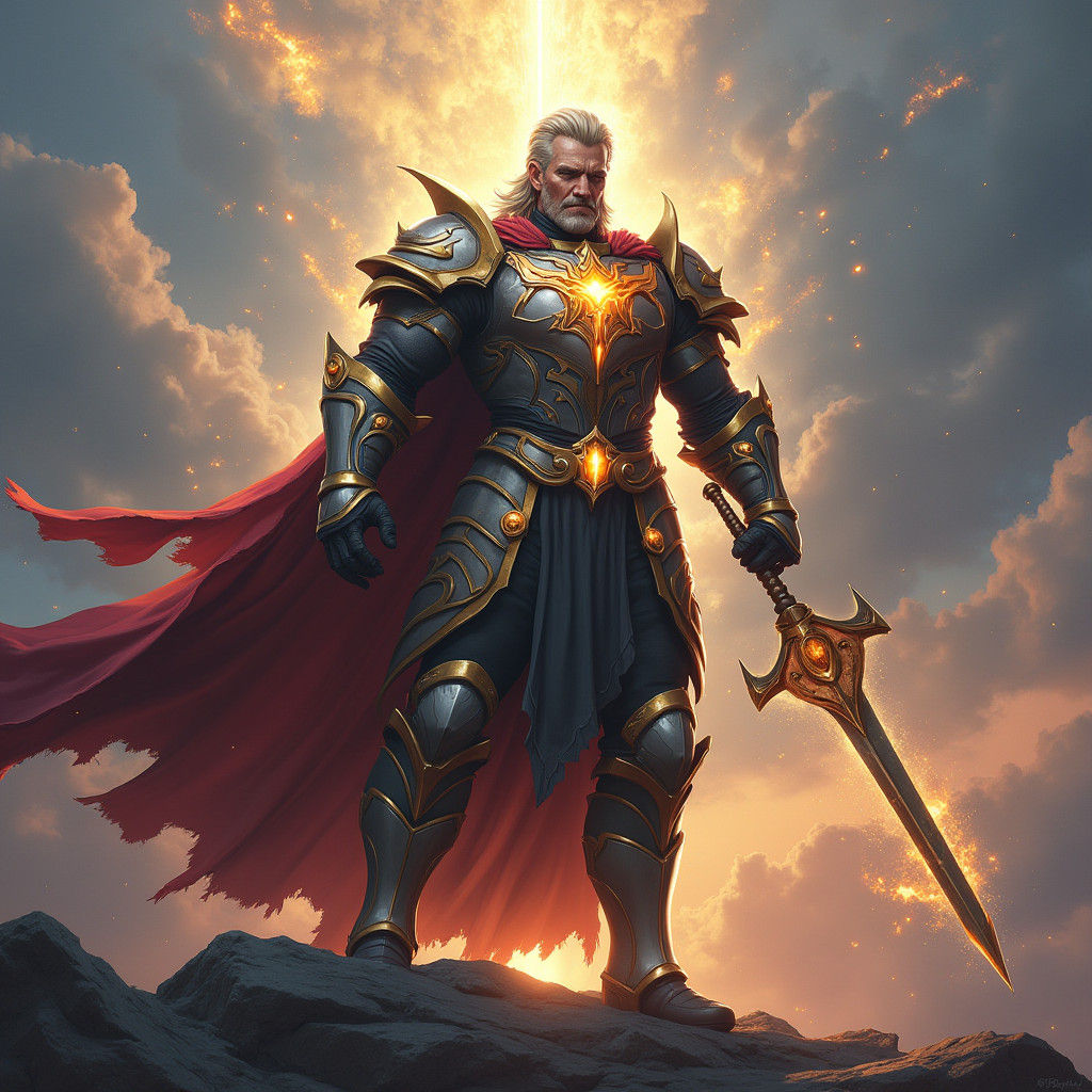 Heroic Figure in Armor on Battlefield: Matte Painting