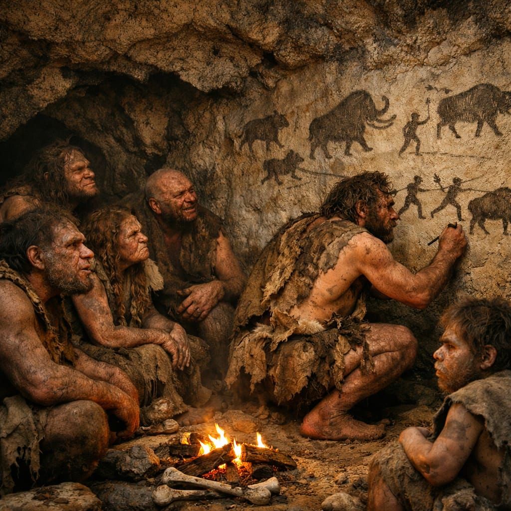 Neanderthals Depict Hunting Scene in Cave Art