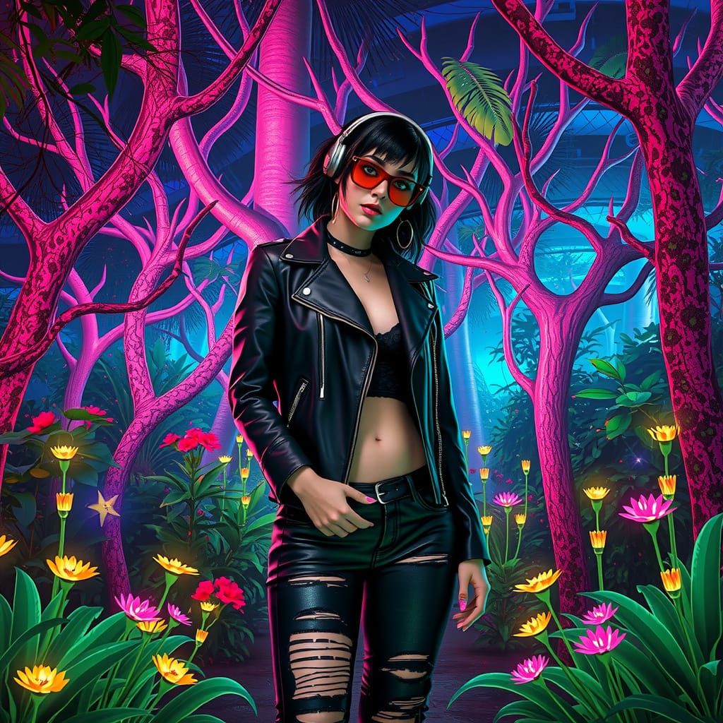 Cyberpunk Goddess in Eden's Neon Paradise