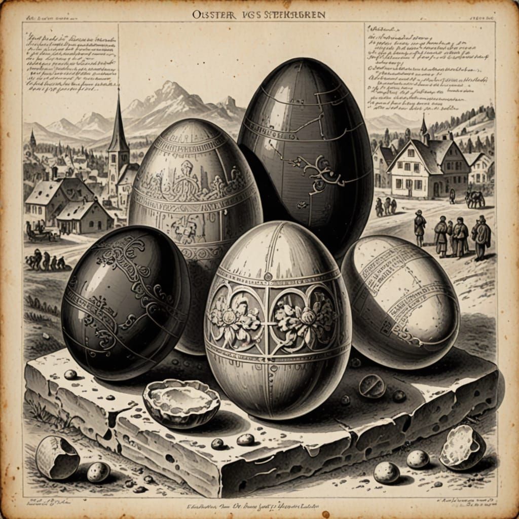 Easter Egg Blueprint Study in Charcoal