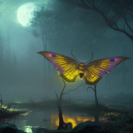 Ethereal Purple Moths in Golden Hour Light