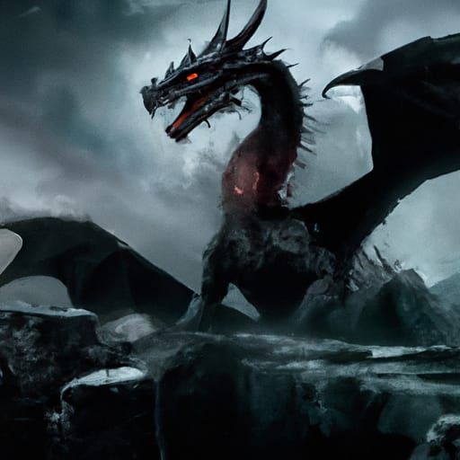 Epic Black Death Dragon Digital Matte Painting
