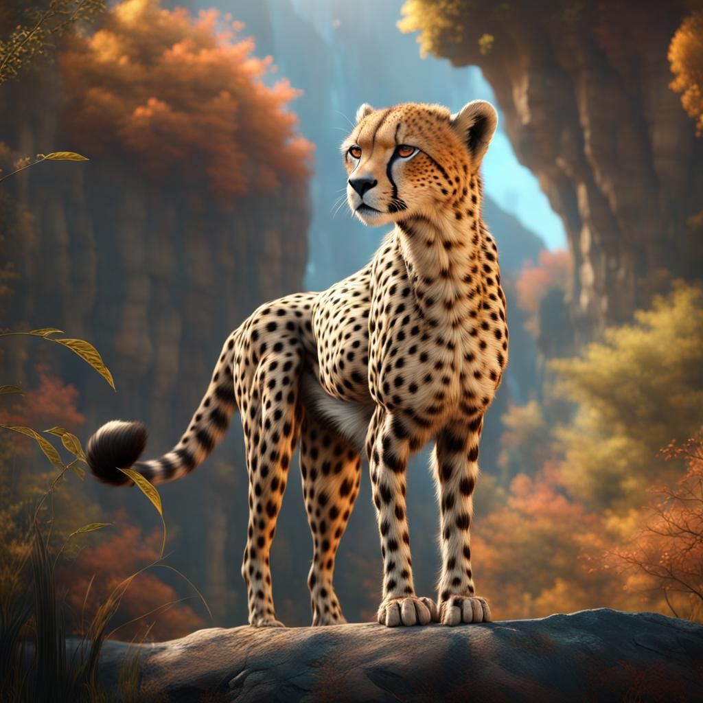 Cheetah Bikini Design in Detailed Matte Painting Style