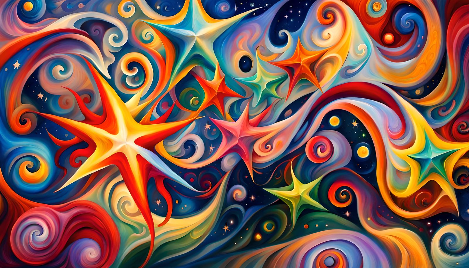 Iridescent Stars Dance in Cosmic Oil Painting