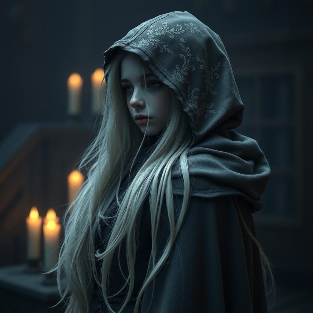 Enigmatic Maiden Lost in Mystical Contemplation