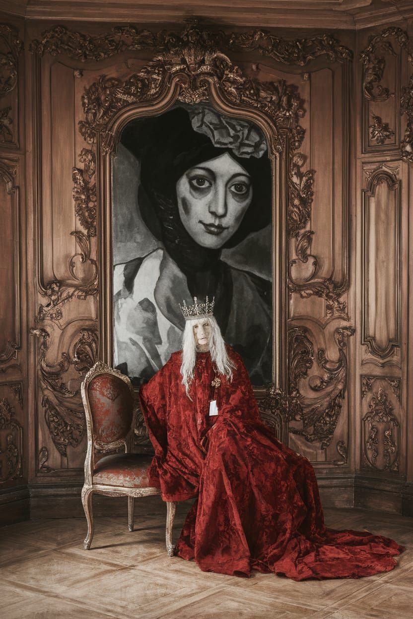 Macabre Portrait in Charcoal and Watercolors