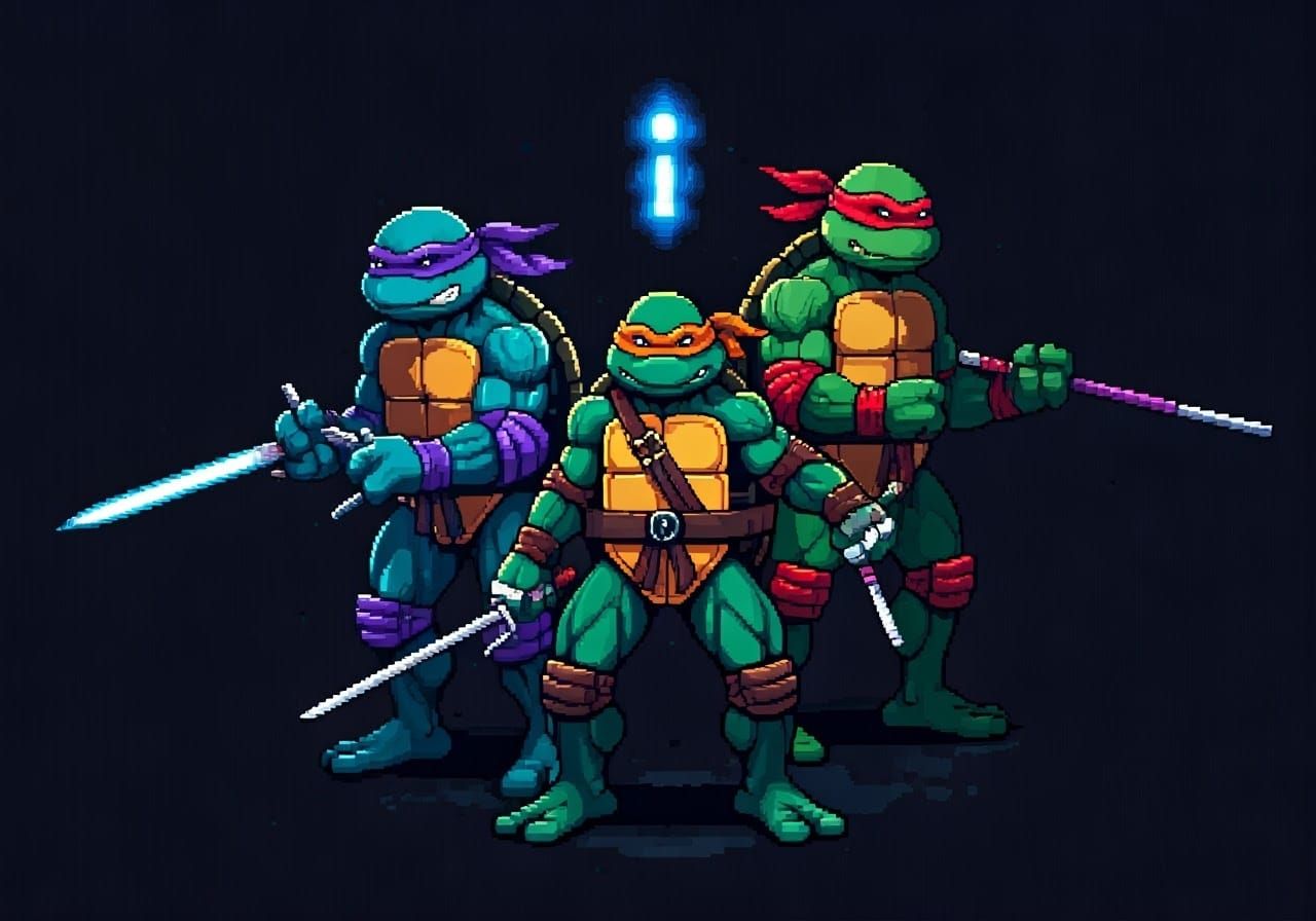 TMNT Battle: Pixel Art Style Inspired by Retro Games