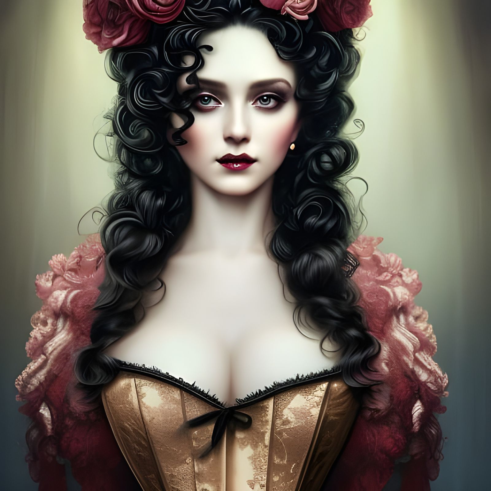 Rococo Portrait of a Lady with Velvet and Lace