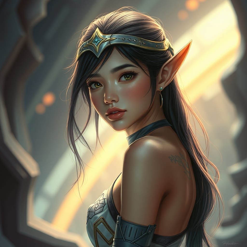 Elven Portrait in Futuristic Setting