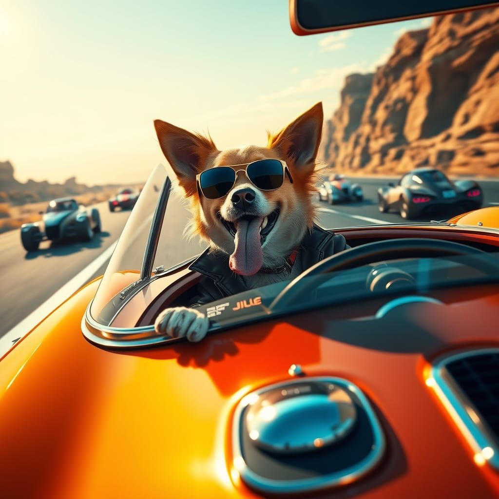 Canine Chauffeur Cruises Highway in Vintage Corvette