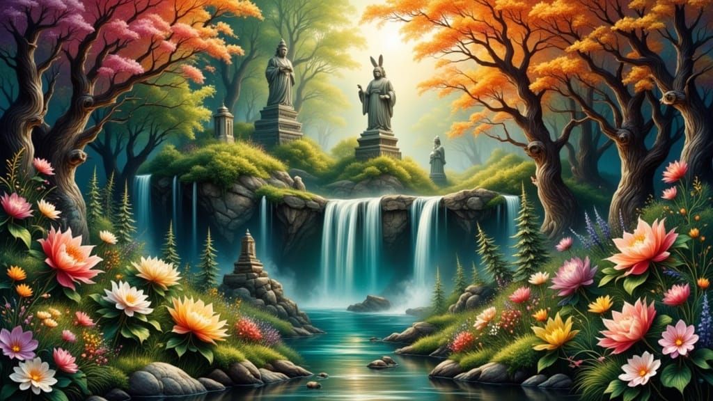 Ethereal Twilight Garden with Luminous Flora