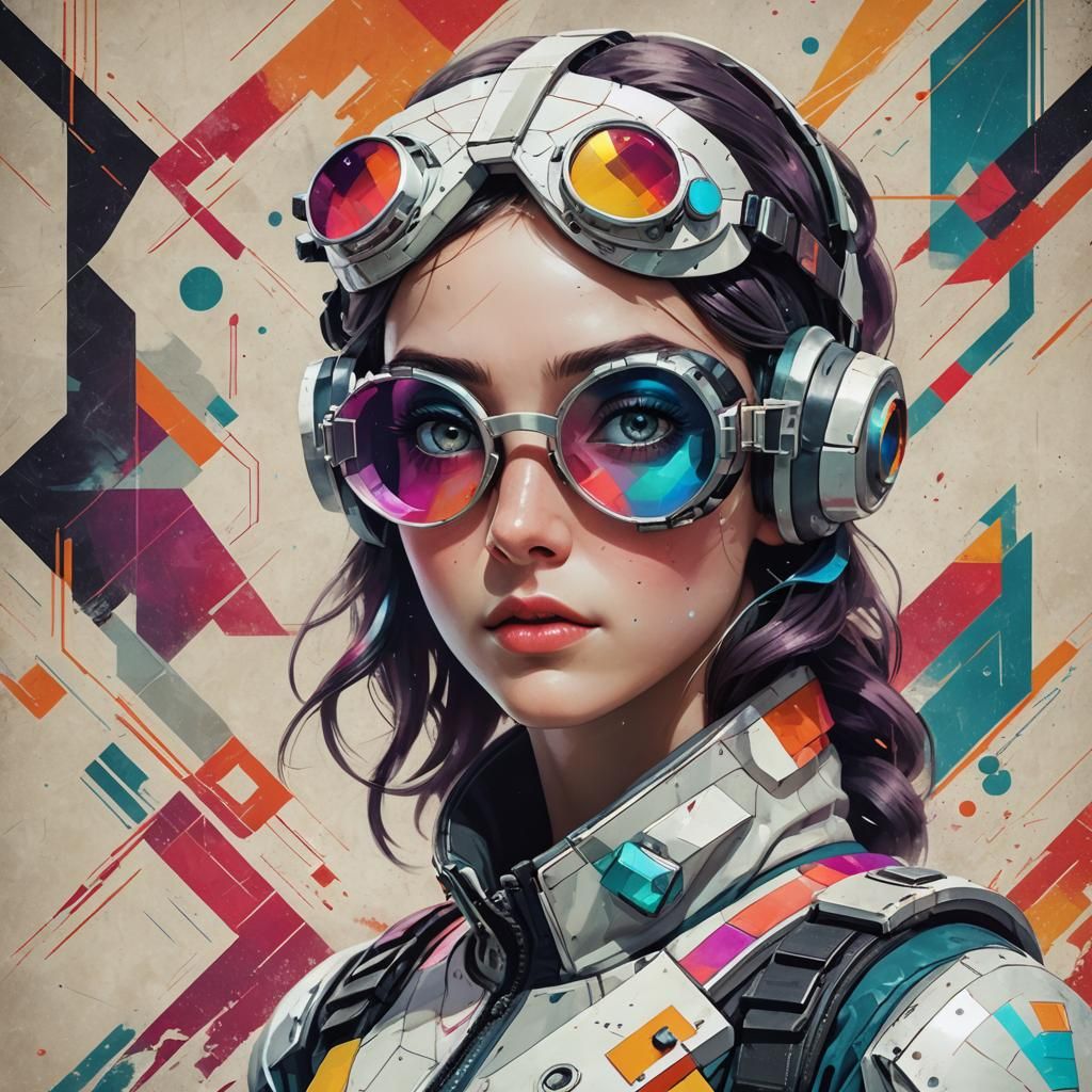 Girl with Goggles: Futuristic Anime Movie Poster