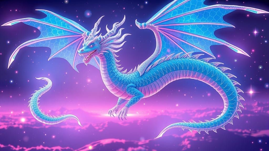Cyberpunk Holographic Blue Dragon