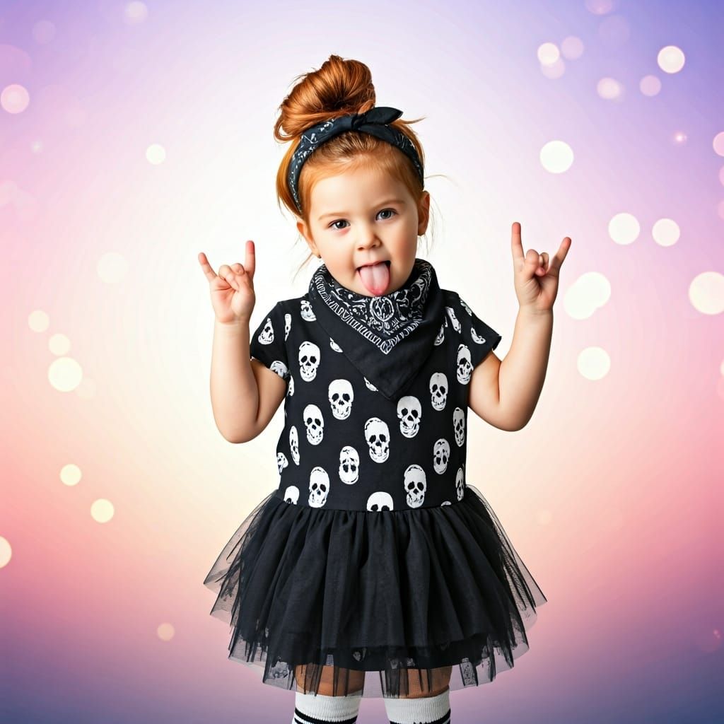 Rebellious Toddler Portrait with Rock and Roll Style