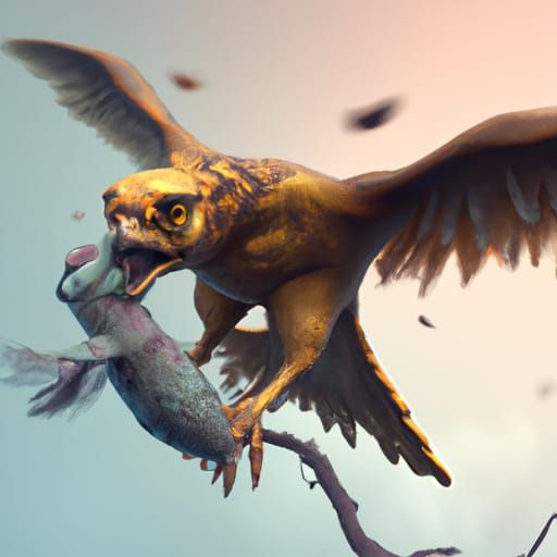 Fantasy Bird of Prey in Flight: 3D Render