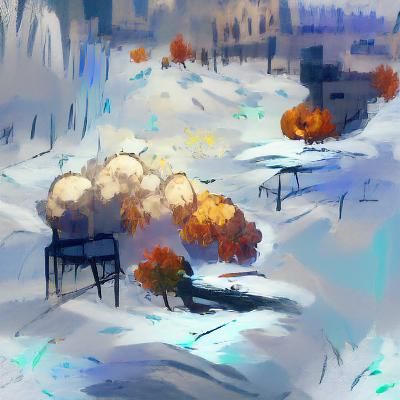 Glistening Snowfall in Barren City: Impressionistic Concept ...