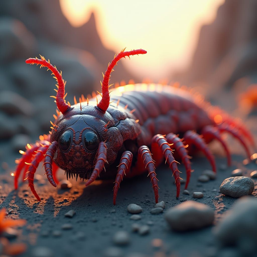 Majestic Centipede in Ethereal Environment