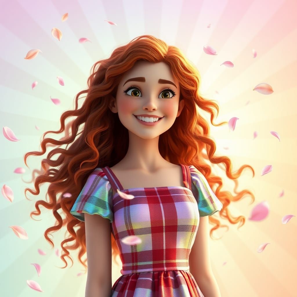 Radiant Woman in Iridescent Dress, 3D Digital Art