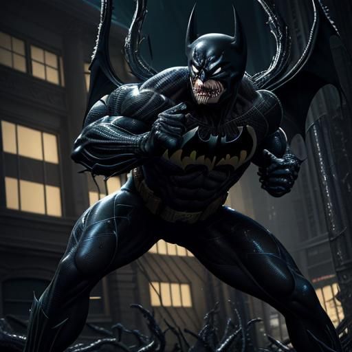 Venom Symbiote Batman Confronts Criminal in 8K