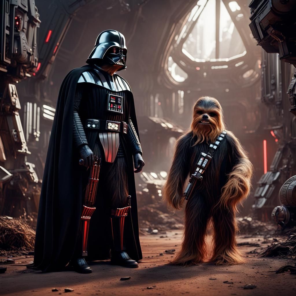 Darth Vader and Chewbacca: Detailed Matte Painting
