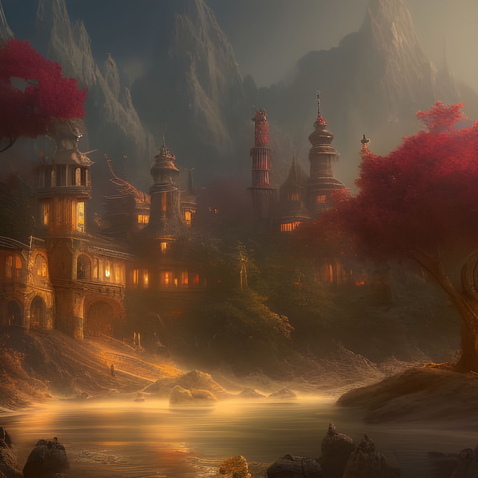 Intricate Apple in Detailed Matte Painting