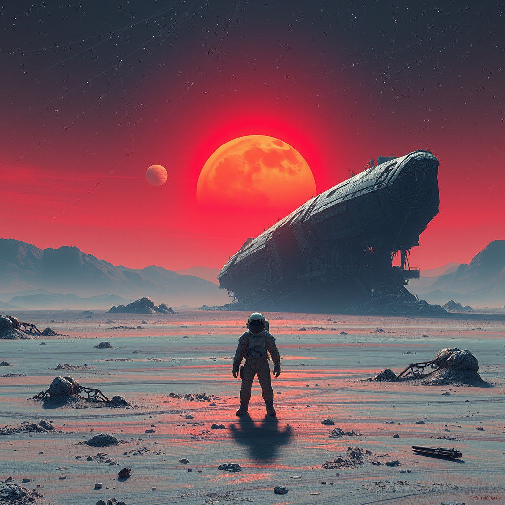 Astronaut on Alien Planet in Surreal Landscape